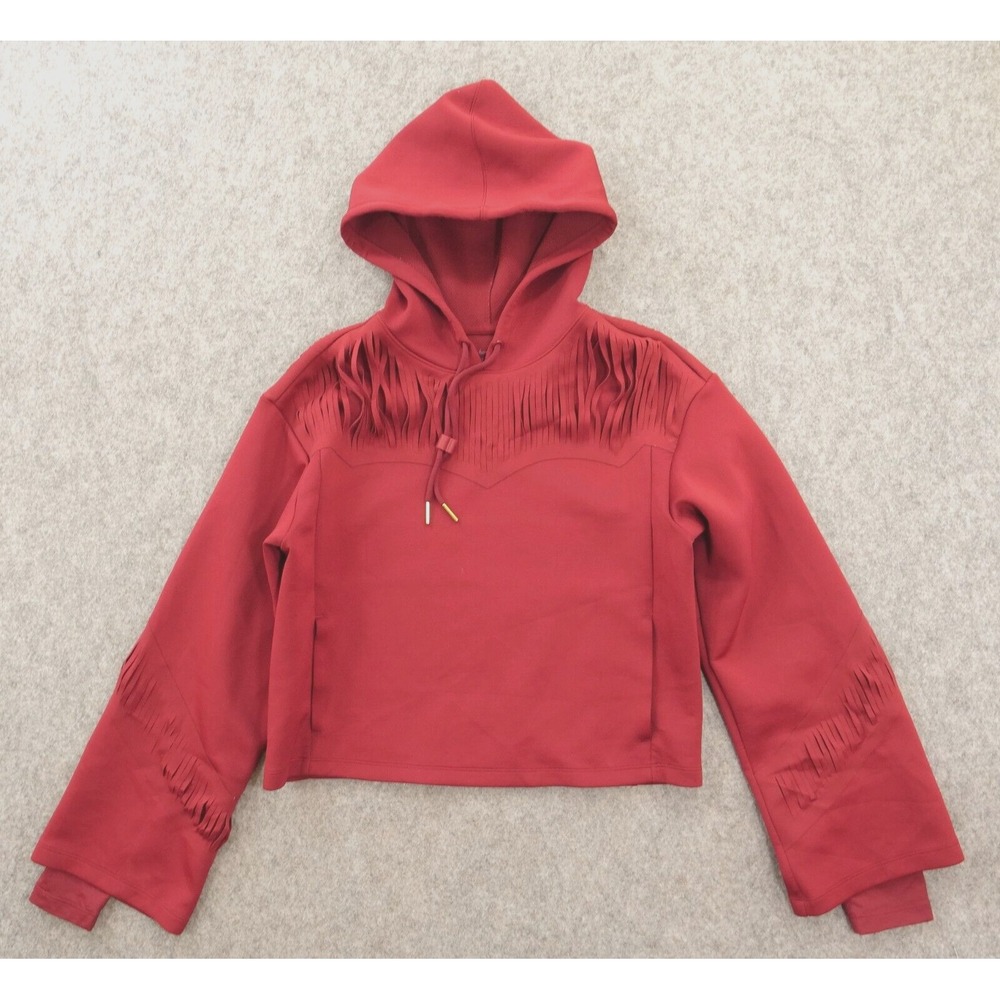 Nike Hoodie Sweatshirt Womens Extra Small Red Fringe Training Pullover Drawstrin
